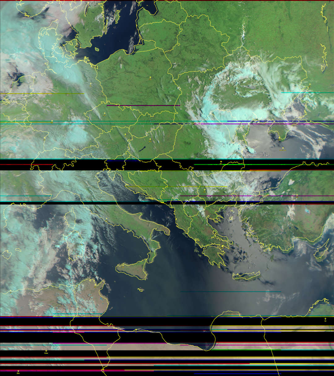 Europa; Aufnahme von METEOR-M2 am 20.06.2021; mit Map-Overlay